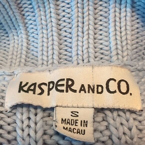 Cotton Baby Blue Cable Knit Short Sleeves Sweater Size S - Picture 7 of 7